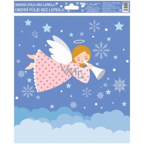 Window film without glue happy angels coloured 1. Pink angel 29,5 x 24 cm