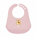 Canpol babies Happy Animals Plastic bib with a large pocket that holds the remains of food, for children from 12 months 1 piece