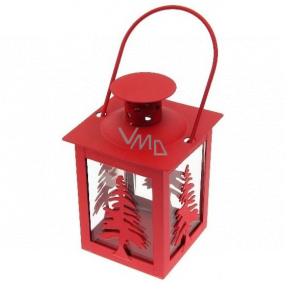Metal red tree lantern 75 x 120 mm