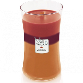 WoodWick Trilogy Autumn Harvest - Autumn harvest scented candle with wooden wick and glass lid large 609 g