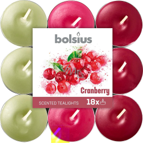 Bolsius Aromatic Cranberry - Cranberry Scented Tealight Candles 18 pieces, burn time 4 hours