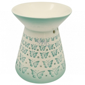 Porcelain aroma lamp with green bow ties 13 cm