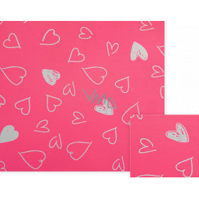 Nekupto Gift wrapping paper 70 x 150 cm Pink with white hearts
