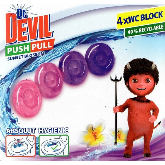 Dr. Devil Sunset Blossom Push Pull WC block without basket 4 x 20 g