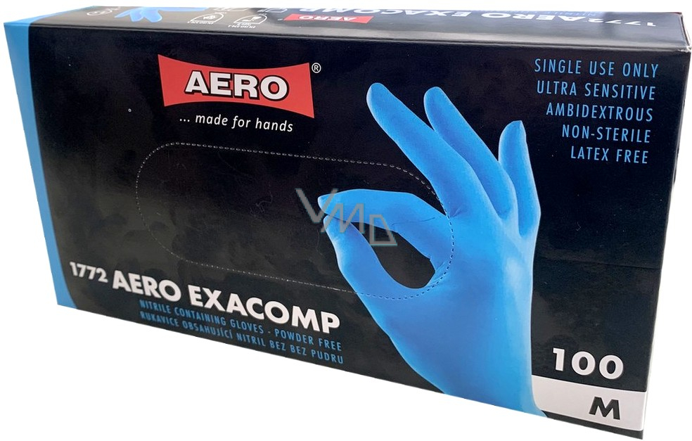 Aero Hygienic disposable nitrile gloves antiallergenic powder