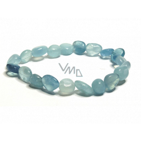 Aquamarine Troml bracelet elastic natural stone made of shiny and rounded stones 8 - 10 mm / 16 - 17 cm, sailors stone, healing power of the ocean