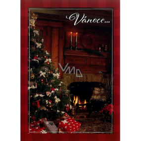 Albi Playful Christmas envelope card Christmas tree by the fireplace 14,8 x 21 cm
