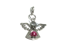 Guardian angel pendant with coloured dark pink seed bead 29 x 37 mm 1 piece