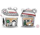 Charm Sterling silver 925 Gingerbread house, bead for bracelet Christmas