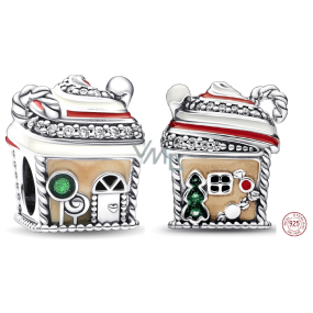 Charm Sterling silver 925 Gingerbread house, bead for bracelet Christmas