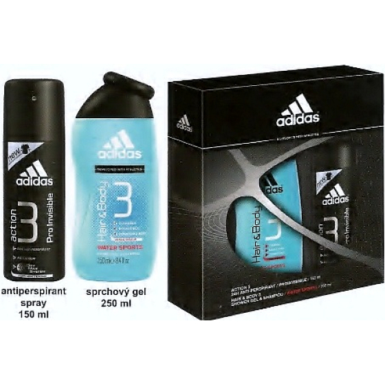Adidas Action 3 Fresh antiperspirant deodorant spray for men 150 ml + shower gel 250 ml, gift set