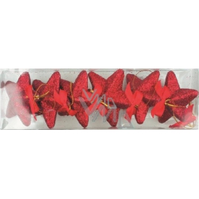 Stars with bow and red glitter for hanging 6 cm 6 pieces