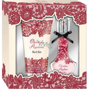 Christina Aguilera Red Sin perfumed water for women 15 ml + shower gel 50 ml, gift set