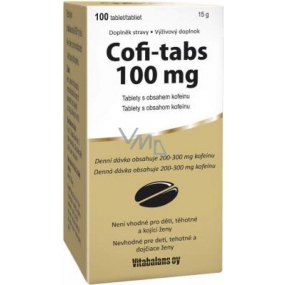 Vitabalans Coffi Tabs tablets containing caffeine to stimulate and stimulate the body 100 tablets