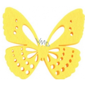 Felt butterfly yellow decoration 6 cm